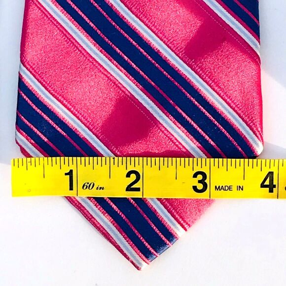 Tommy Hilfiger VTG Tie Repp Weave Y2K Stripe Two Tone Silk Pink Blue Preppy USA - Picture 7 of 10